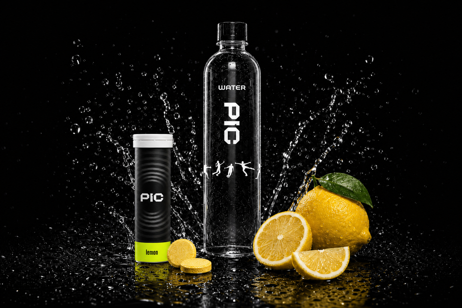 Туба PIC lemon с водяным всплеском, лимонами и каплями